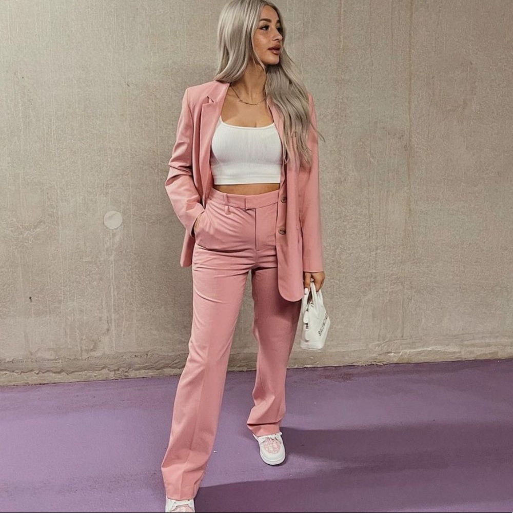 Zara pink blazer and pant sets